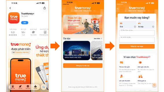 Ứng dụng TrueMoney+ chính thức ra mắt - Giải pháp vay vốn nhanh, tiện lợi và an tâm nhất năm 2026 1 Giao diện Ứng dụng TrueMoney+